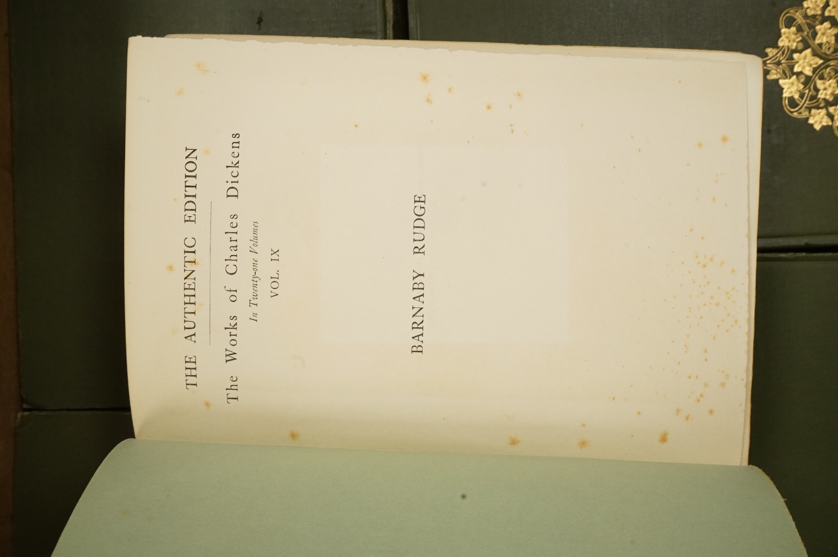 A collection of clothbound volumes of the authentic edition of the works of Charles Dickens published by Chapman and Hall, published 1901